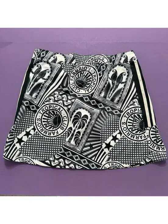 Adidas x Farm Rio Skirt Black White Graphic Print JD6312 Women Size Medium - Picture 3 of 9